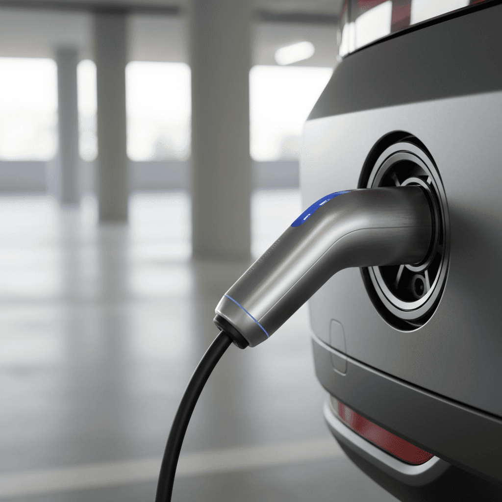 Electric vehicle charging port with green light