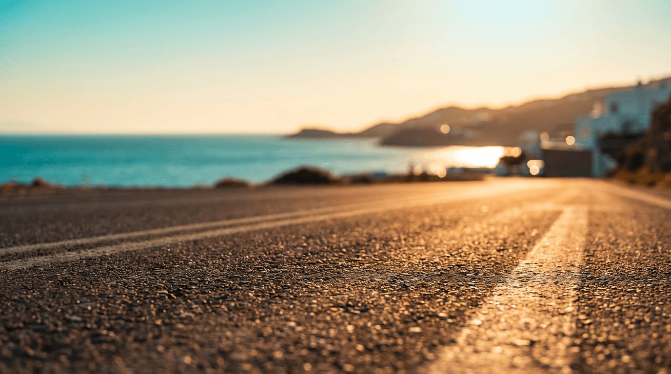 Tesla Model Y driving along coastal road in St Kitts with ocean view